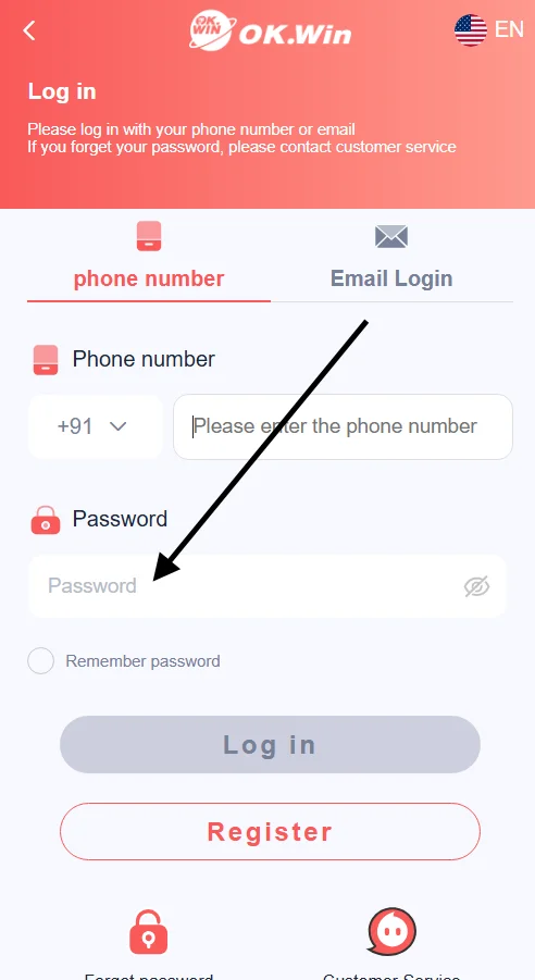 Enter your registered password